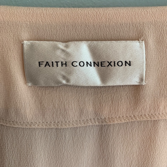 FAITH CONNEXION Women's S Crepe Silk Pink Quartz Shirt Skirt Asymmetrical Snap - Picture 7 of 11